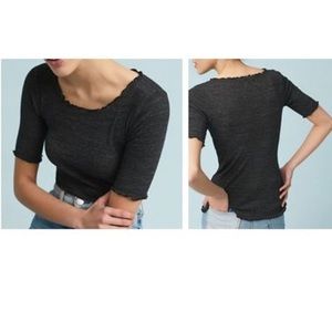 T.la Gabriella Gray Ribbed Short Sleeve Tee